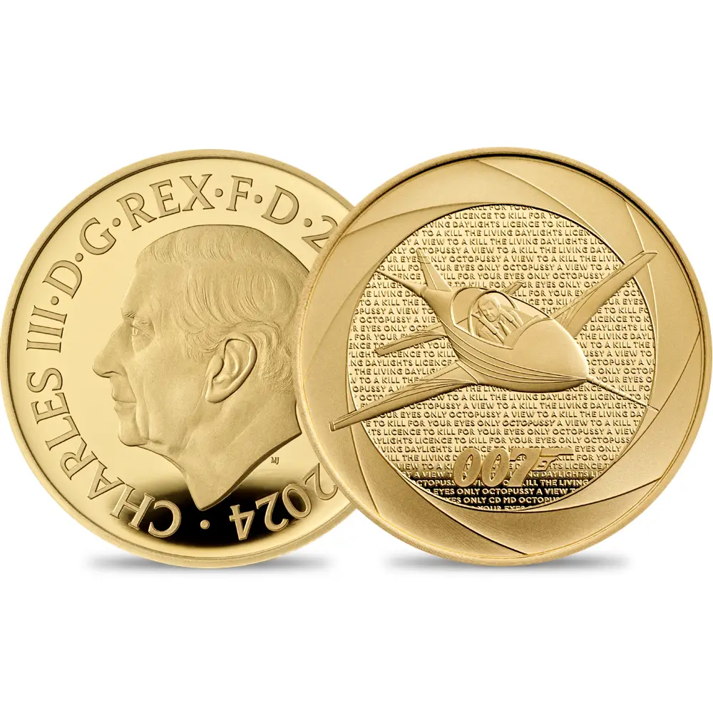 2024 チャールズ3世 「007の60年」ボンド映画記念シリーズ第3弾 「1980年代」 25ポンド 1/4オンスプルーフ金貨 未鑑定 箱付き