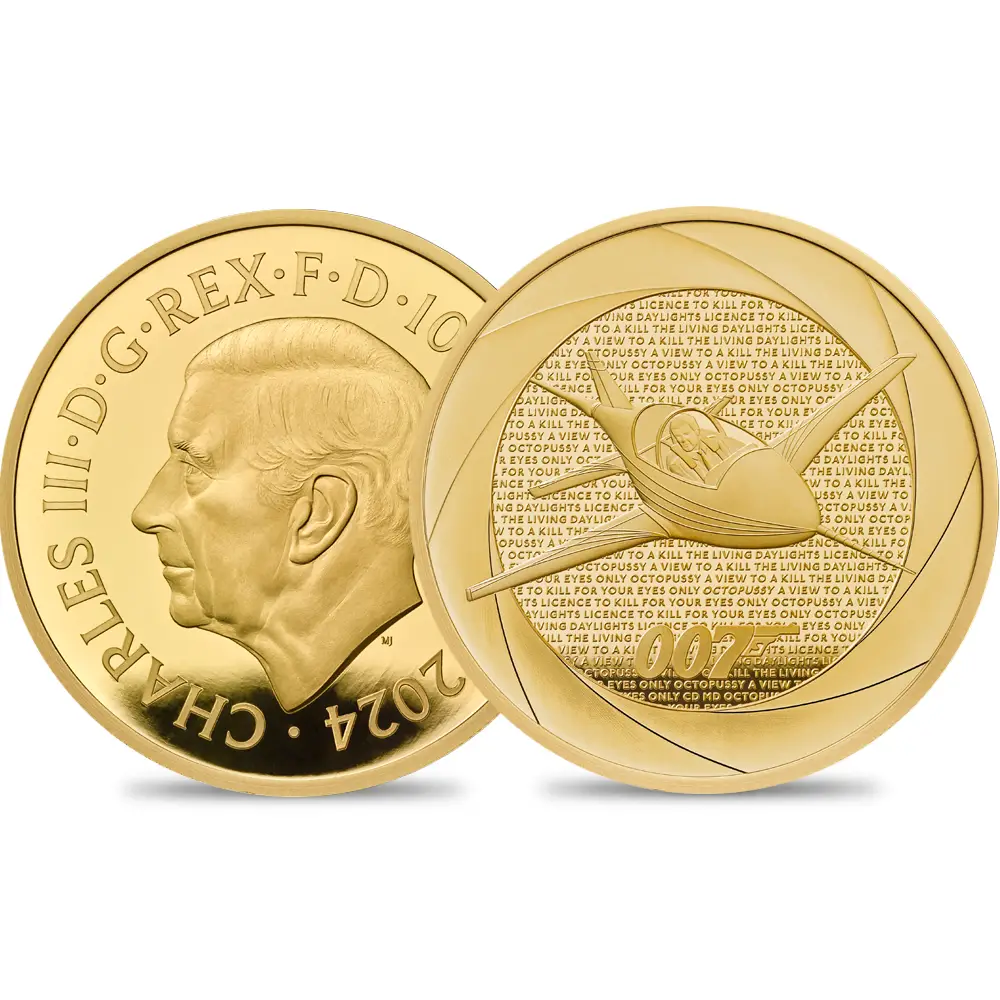 2024 チャールズ3世 「007の60年」ボンド映画記念シリーズ第3弾 「1980年代」 100ポンド 1オンスプルーフ金貨 未鑑定 箱付き【ご予約承り品】