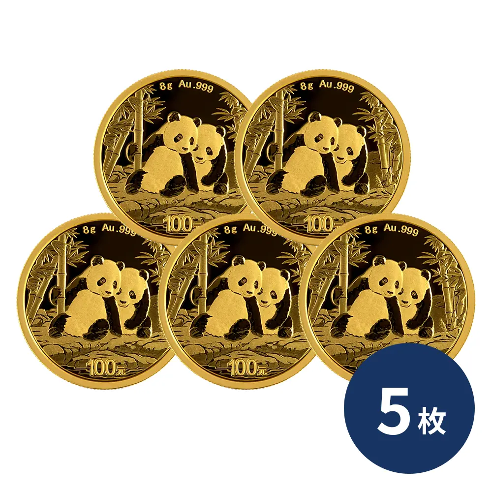 中国 2026 パンダ 100元 8グラム 金貨 【5枚】