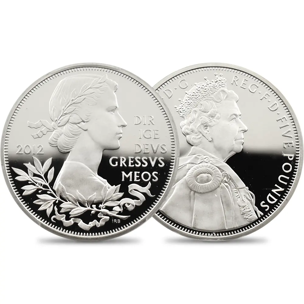 イギリス 2012 エリザベス2世 即位60周年記念 ダイアモンドジュビリー 5ポンド銀貨 PCGS PR70DC S-L24 箱付き