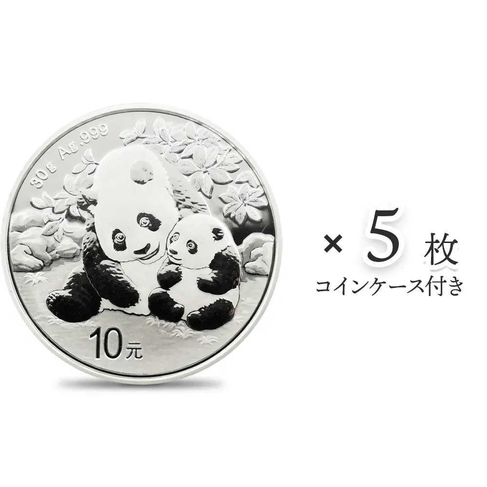 中国 2024 パンダ 10元 30g 銀貨 【5枚】 (コインケース付き)