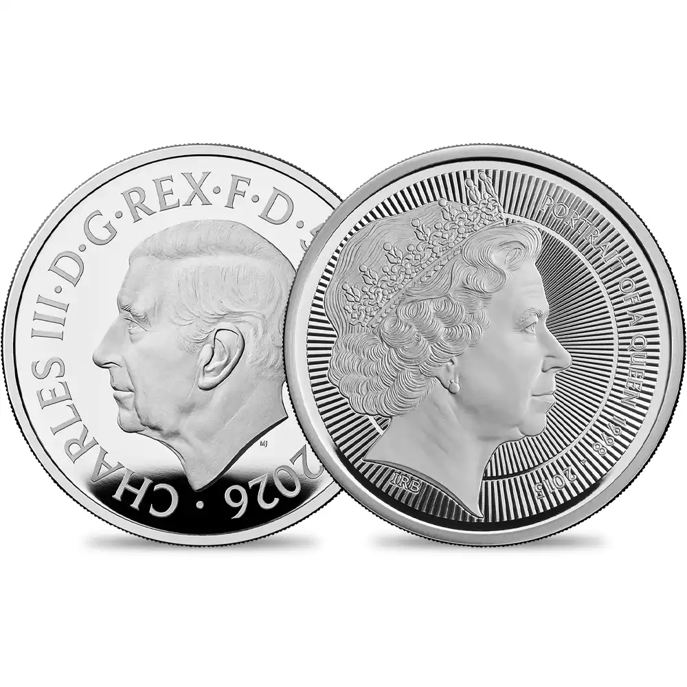 【未鑑定＋鑑定オプション付き】イギリス 2026 チャールズ3世 エリザベス2世のコイン肖像シリーズ 第四弾 5ポンドプルーフ銀貨 未鑑定 箱付き【ご予約承り品】