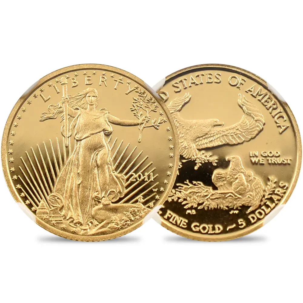 アメリカ 2011W イーグル 25周年記念 5ドル1/10オンス金貨 アーリーリリース NGC PF70UC