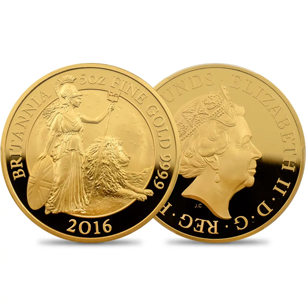 イギリス 2016 エリザベス2世 ブリタニア 500ポンド 5オンス金貨 PCGS PR69DC