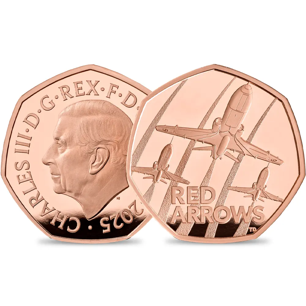 2025 チャールズ3世 レッド・アローズ 50ペンスプルーフ金貨 未鑑定 箱付き【ご予約承り品】