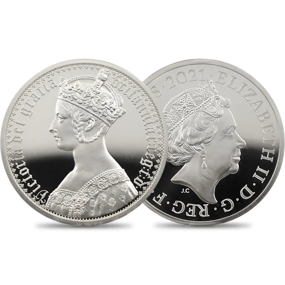 イギリス 2021 エリザベス2世 ゴチッククラウン・ポートレート 5ポンド2オンス銀貨 ファーストリリース NGC PF70UC