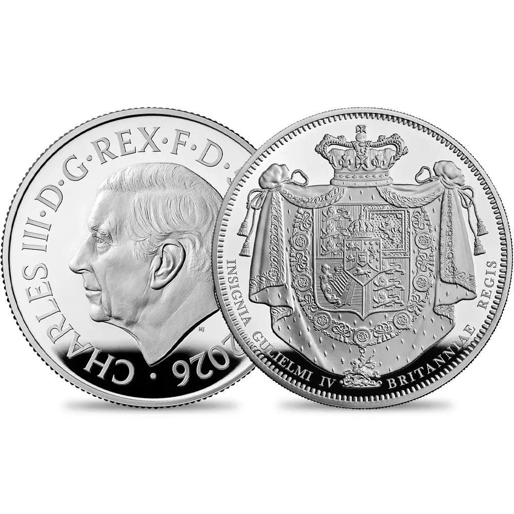 【未鑑定＋鑑定オプション付き】イギリス 2026 チャールズ3世 ウィリアム4世クラウン 5ポンド2オンスプルーフ銀貨 未鑑定 箱付き【ご予約承り品・納期約6か月】