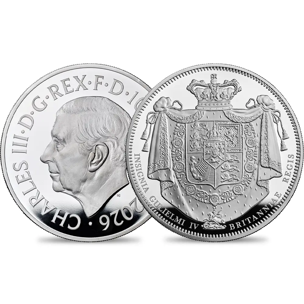 【未鑑定＋鑑定オプション付き】イギリス 2026 チャールズ3世 ウィリアム4世クラウン 10ポンド5オンスプルーフ銀貨 未鑑定 箱付き【ご予約承り品・納期約6か月】