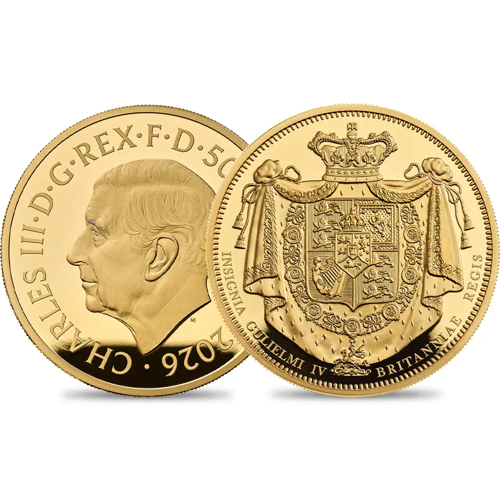 イギリス 2026 チャールズ3世 ウィリアム4世クラウン 500ポンド5オンスプルーフ金貨 未鑑定 箱付き【ご予約承り品】