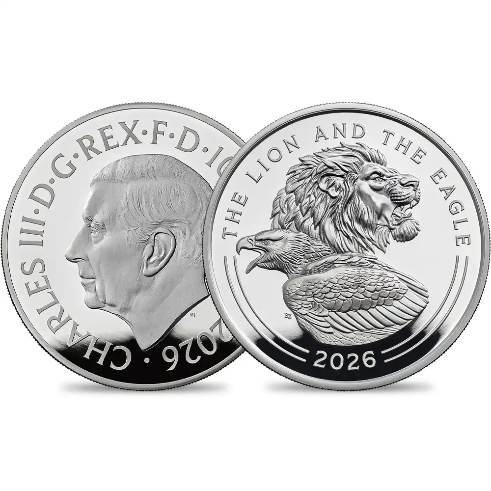イギリス 2026 チャールズ3世 ライオン＆イーグル 10ポンド5オンスプルーフ銀貨 未鑑定 箱付き【ご予約承り品】