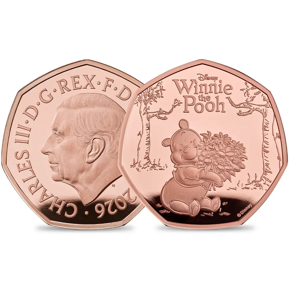 【鑑定オプション無し】イギリス 2026 チャールズ3世 くまのプーさん100周年記念 50ペンスプルーフ金貨 未鑑定 箱付き【ご予約承り品・納期約3~4か月】