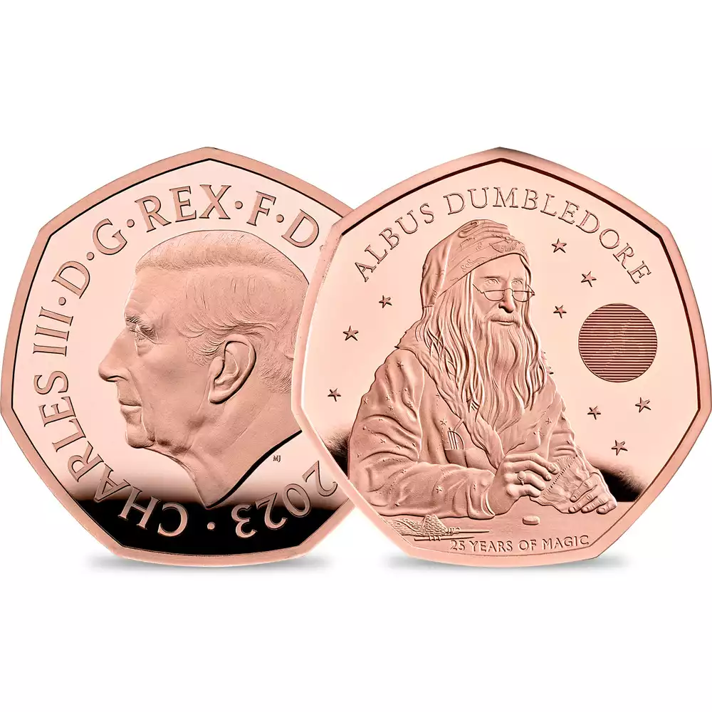 2023 チャールズ3世 ハリー・ポッターシリーズ 第3弾 ダンブルドア教授 出版25周年記念 50ペンスプルーフ金貨 未鑑定 箱付き【ご予約承り品】