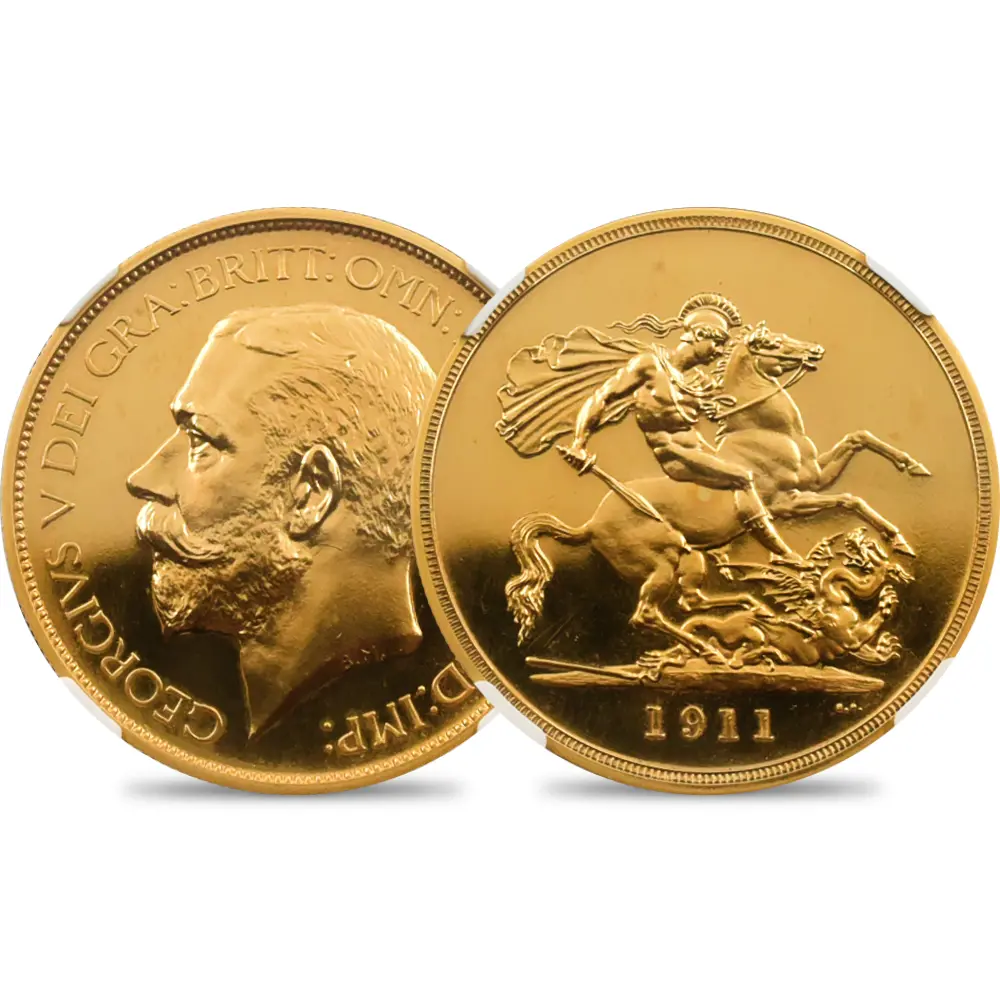 1911 ジョージ5世 聖ジョージ竜退治 5ソブリン金貨 NGC PF66CA