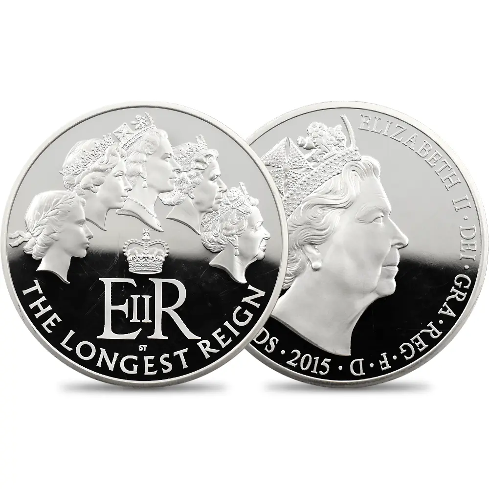 イギリス 2015 エリザベス2世 最長在位記念 10ポンド5オンス銀貨 ファースト500ストラック NGC PF70UC