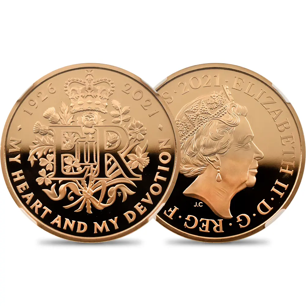 イギリス 2021 エリザベス2世 女王生誕95周年記念 5ポンド金貨 ファーストリリース NGC PF69UC