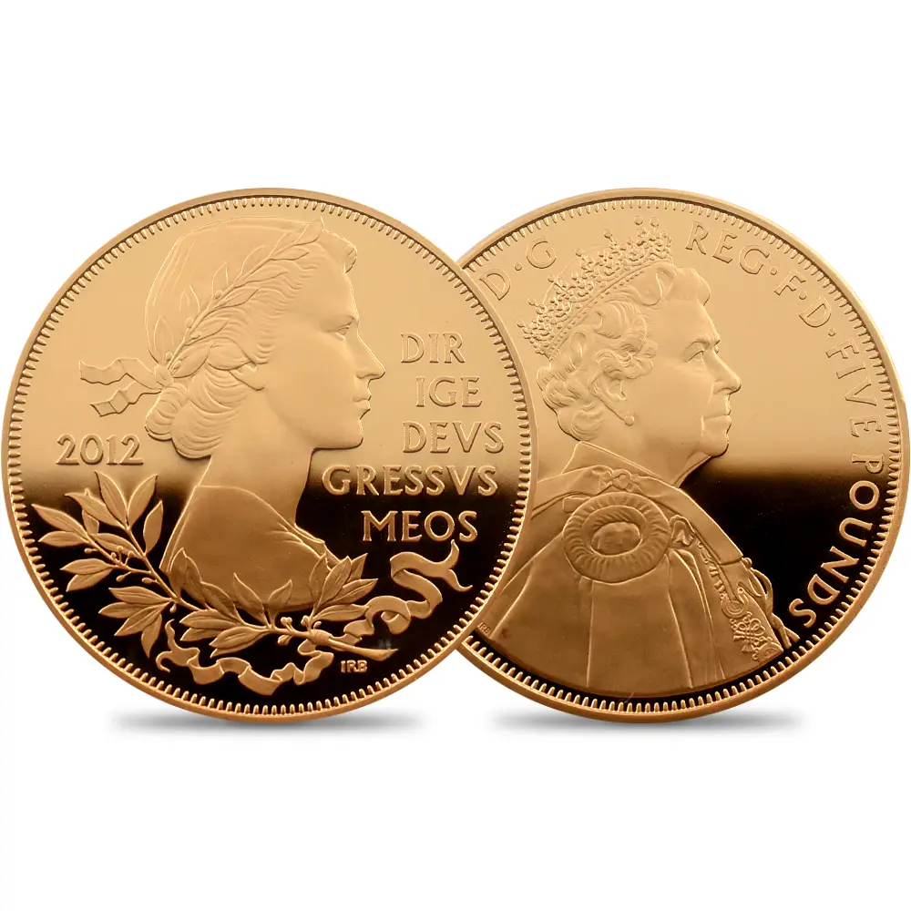 2012 エリザベス2世 即位60周年記念 ダイアモンドジュビリー 5ポンド 金貨 PCGS PR69DC