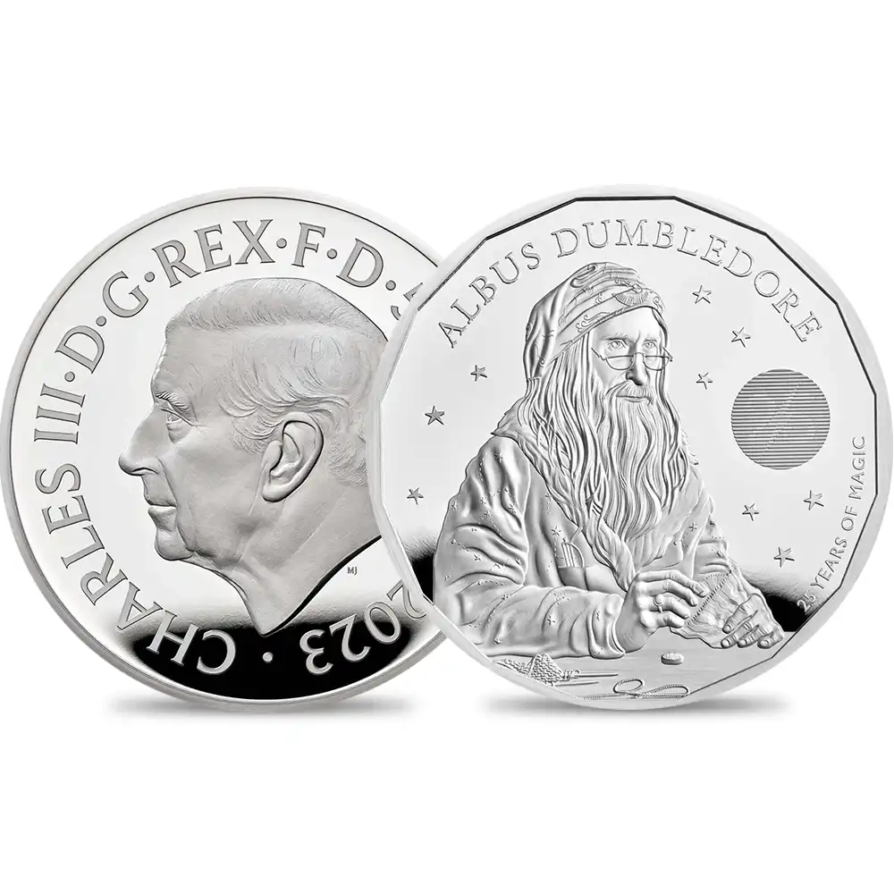 2023 チャールズ3世 ハリー・ポッターシリーズ 第3弾 ダンブルドア教授 出版25周年記念 5ポンド2オンスプルーフ銀貨 未鑑定 箱付き【ご予約承り品】