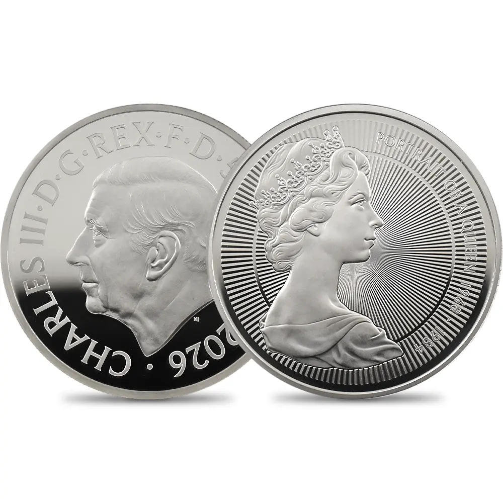 イギリス 2026 チャールズ3世 エリザベス2世のコイン肖像シリーズ 第二弾 ヤングエリザベス 5ポンドプルーフピエフォー銀貨 発行即日鑑定品 NGC PF70UC 箱付き