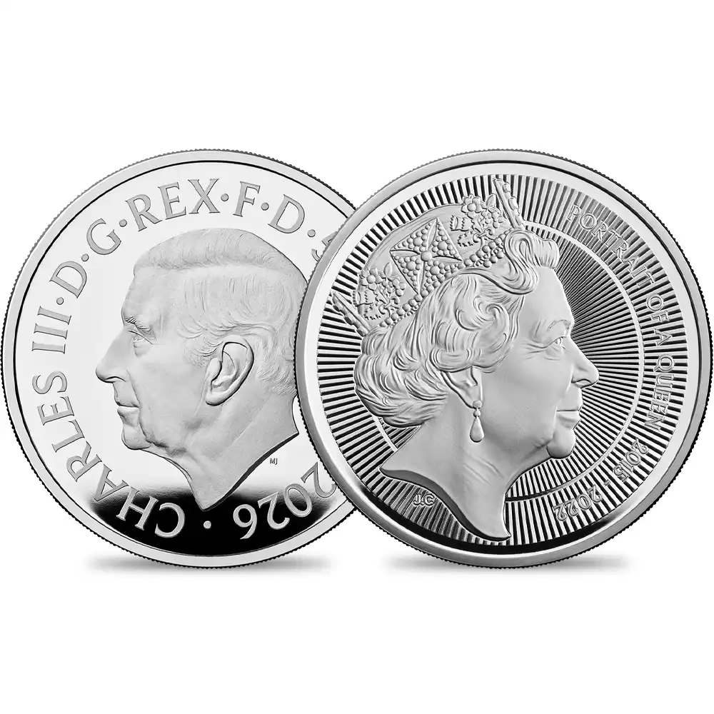 【未鑑定＋鑑定オプション付き】イギリス 2026 チャールズ3世 エリザベス2世のコイン肖像シリーズ 第五弾 5ポンドプルーフピエフォー銀貨 未鑑定 箱付き【ご予約承り品・納期約6か月】