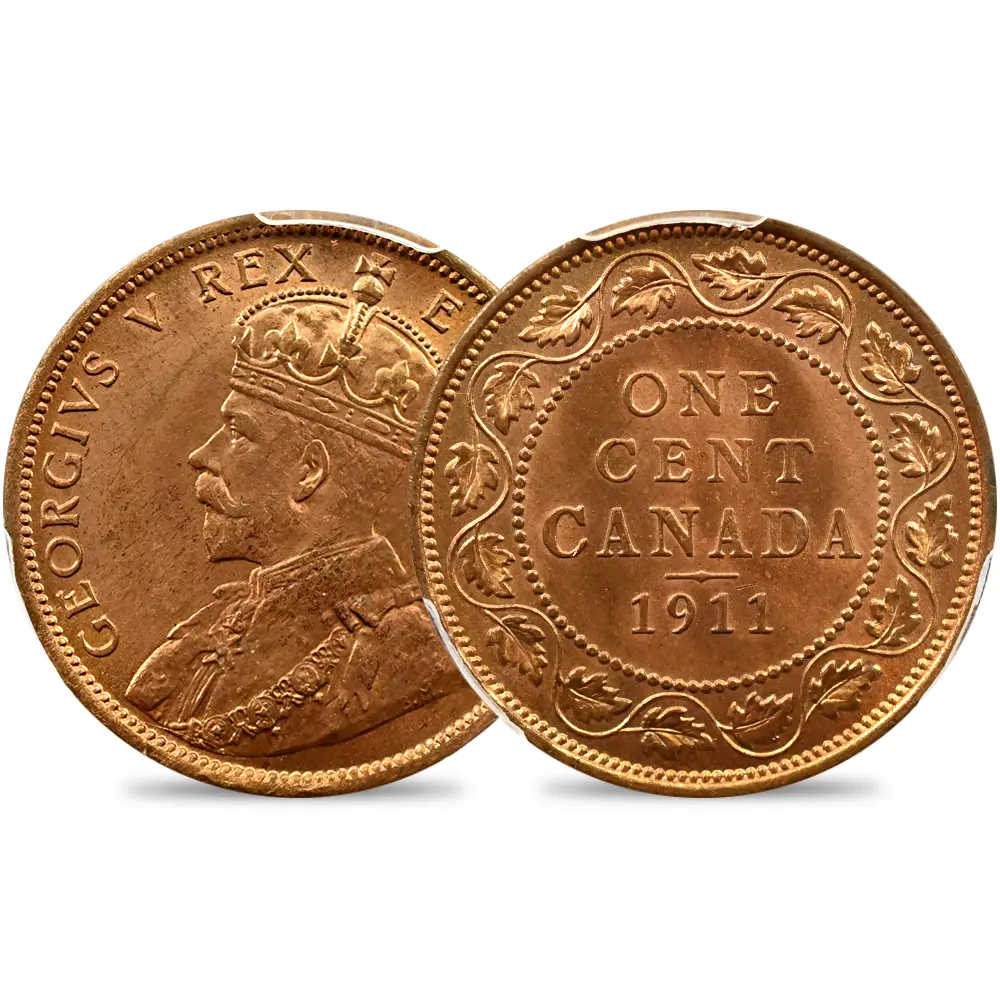 カナダ 1911 ジョージ5世 1セント銅貨 PCGS MS66RB