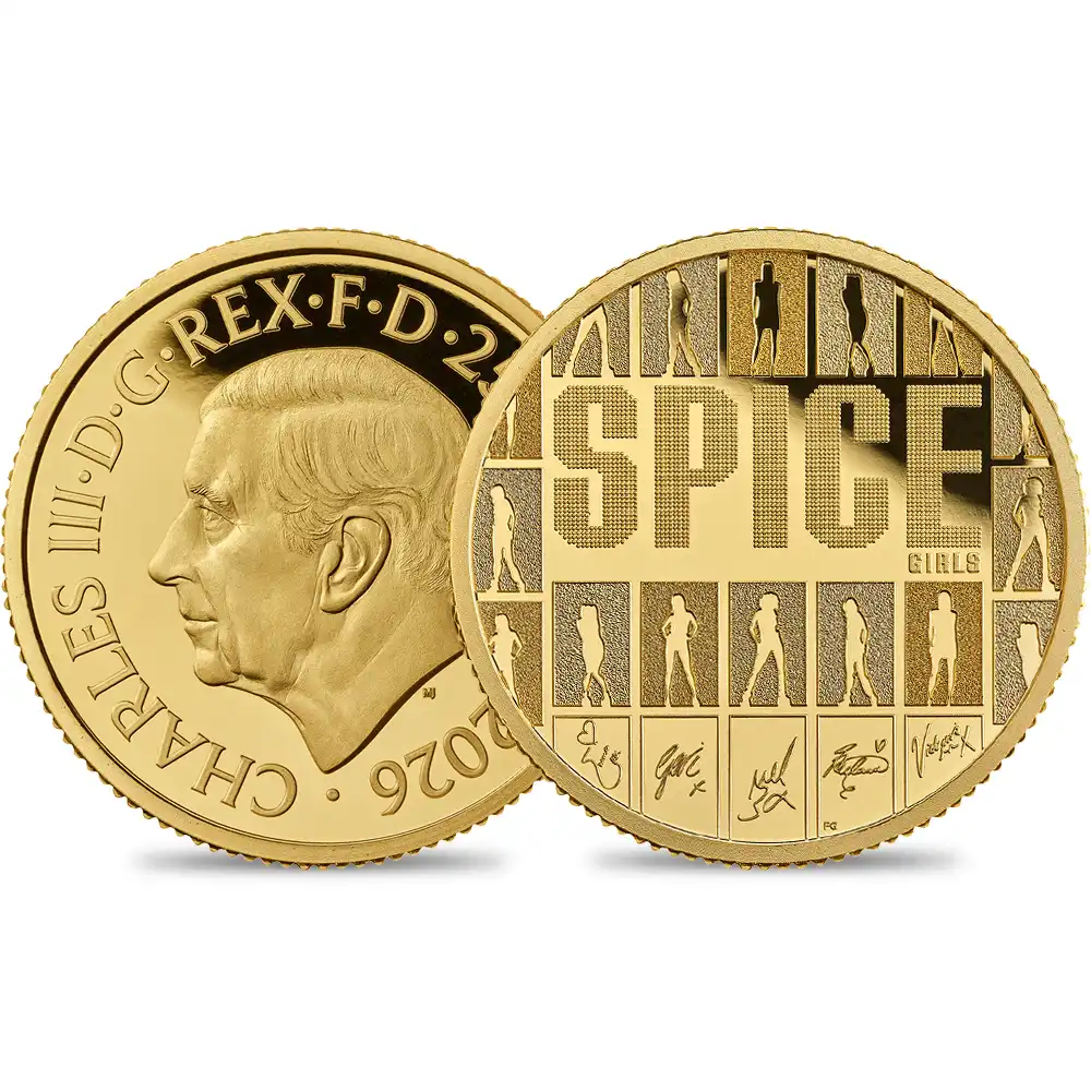 イギリス 2026 チャールズ3世 ミュージックレジェンド第13弾 スパイス・ガールズ 25ポンド1/4オンス プルーフ金貨 未鑑定 箱付き【ご予約承り品】