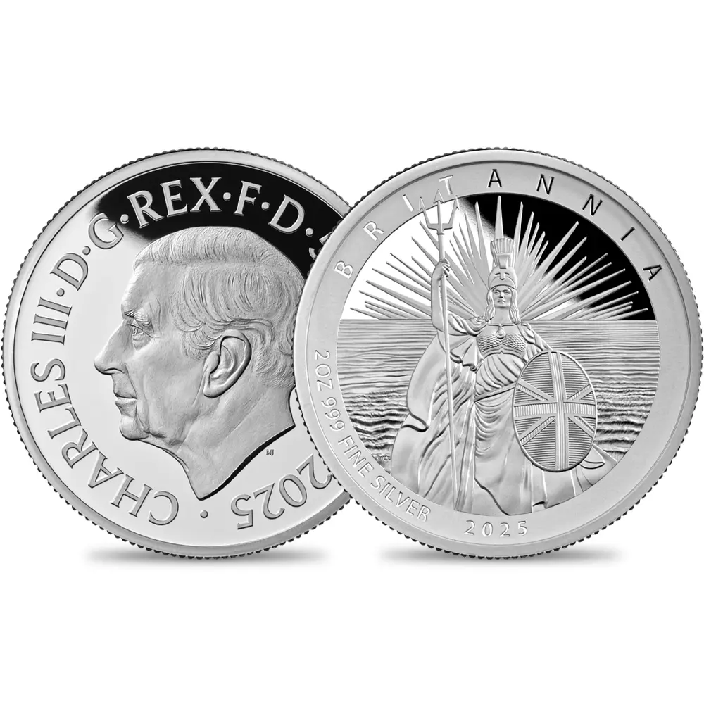 2025 チャールズ3世 ブリタニア 5ポンド2オンスプルーフ銀貨 未鑑定 箱付き【ご予約承り品】
