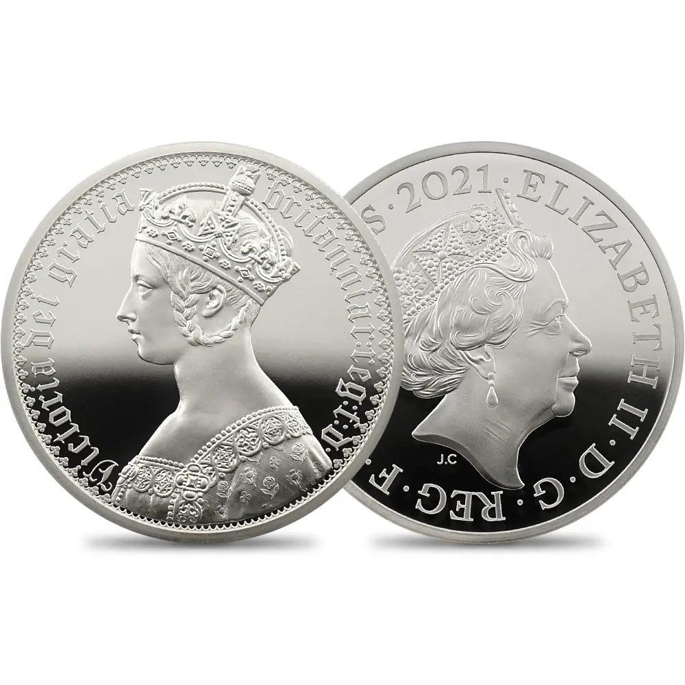 2021 エリザベス2世 ゴチッククラウン・ポートレート 5ポンド2オンス銀貨 発行即日鑑定品 NGC PF70UC 箱付き