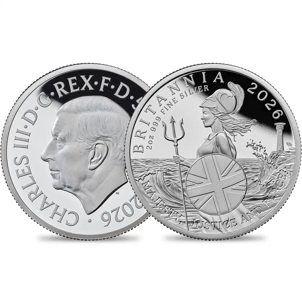イギリス 2026 チャールズ3世 ブリタニア 5ポンド2オンス プルーフ銀貨 未鑑定 箱付き【ご予約承り品】