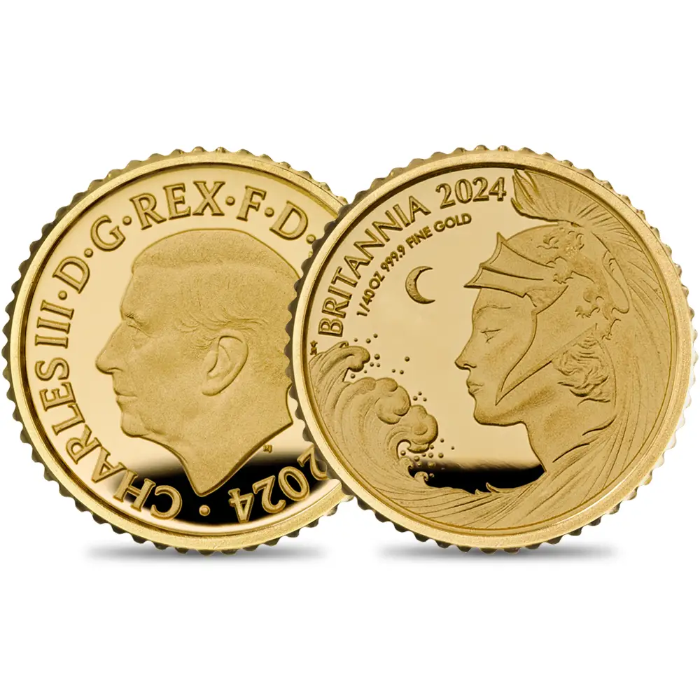 2024 チャールズ3世 ブリタニア 50ペンス1/40オンスプルーフ金貨 パッケージ付き 未鑑定【ご予約承り品】