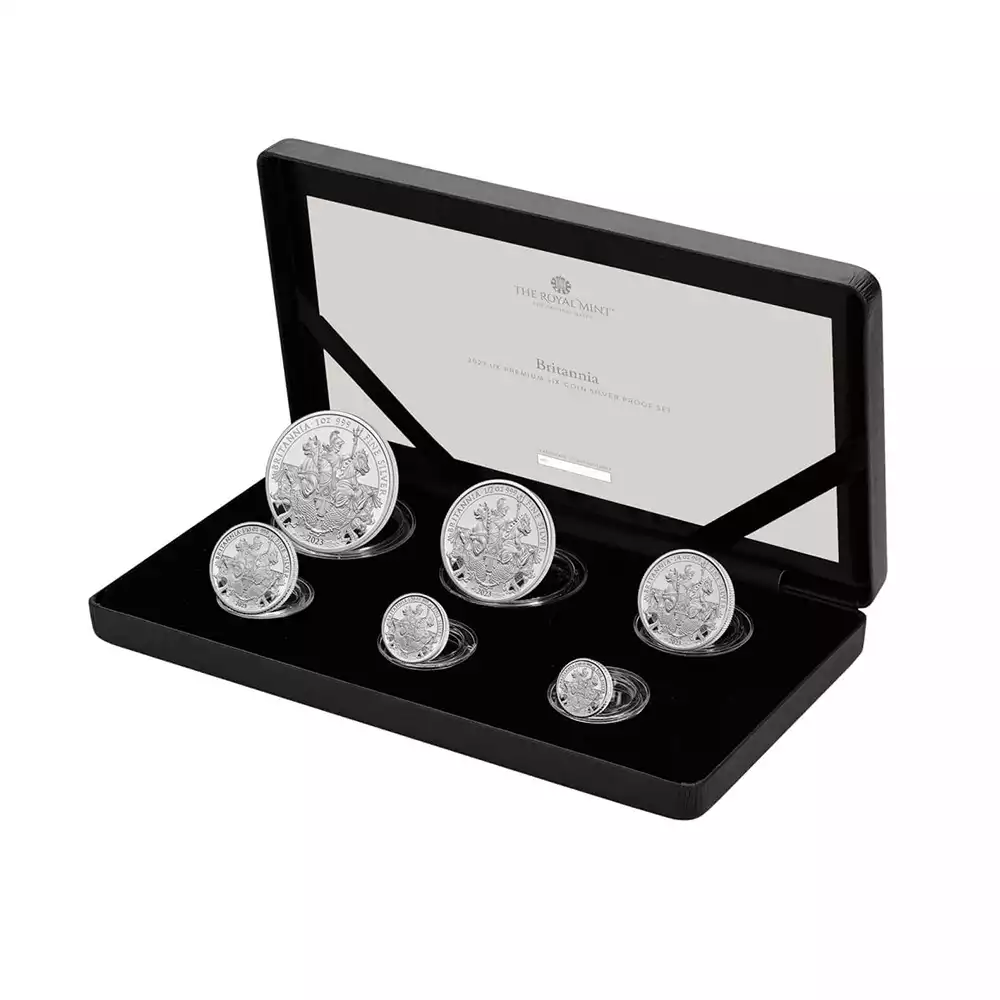 2023 チャールズ3世 ブリタニア 2ポンド・1ポンド・50ペンス・20ペンス・10ペンス・5ペンスプルーフ銀貨6枚セット 箱付き 【ご予約承り品】