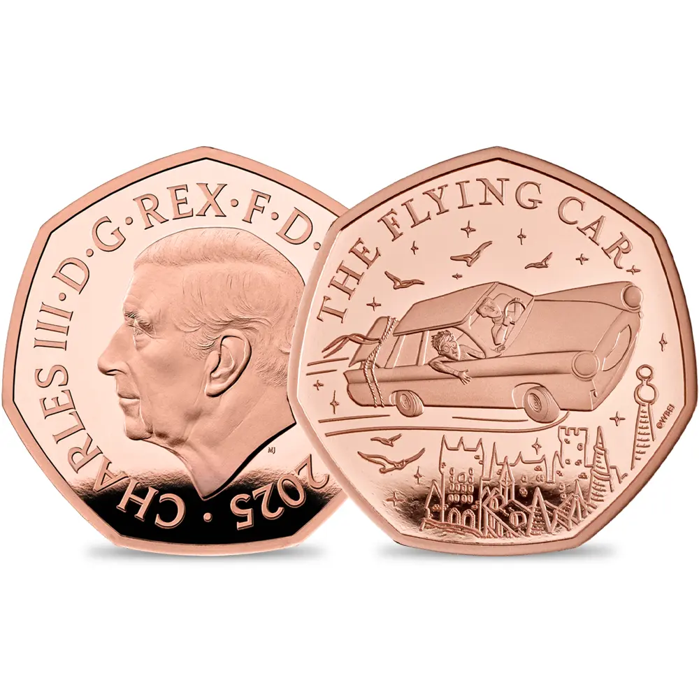 2025 チャールズ3世 ハリー・ポッター 空飛ぶ車 50ペンスプルーフ金貨 未鑑定 箱付き【ご予約承り品】