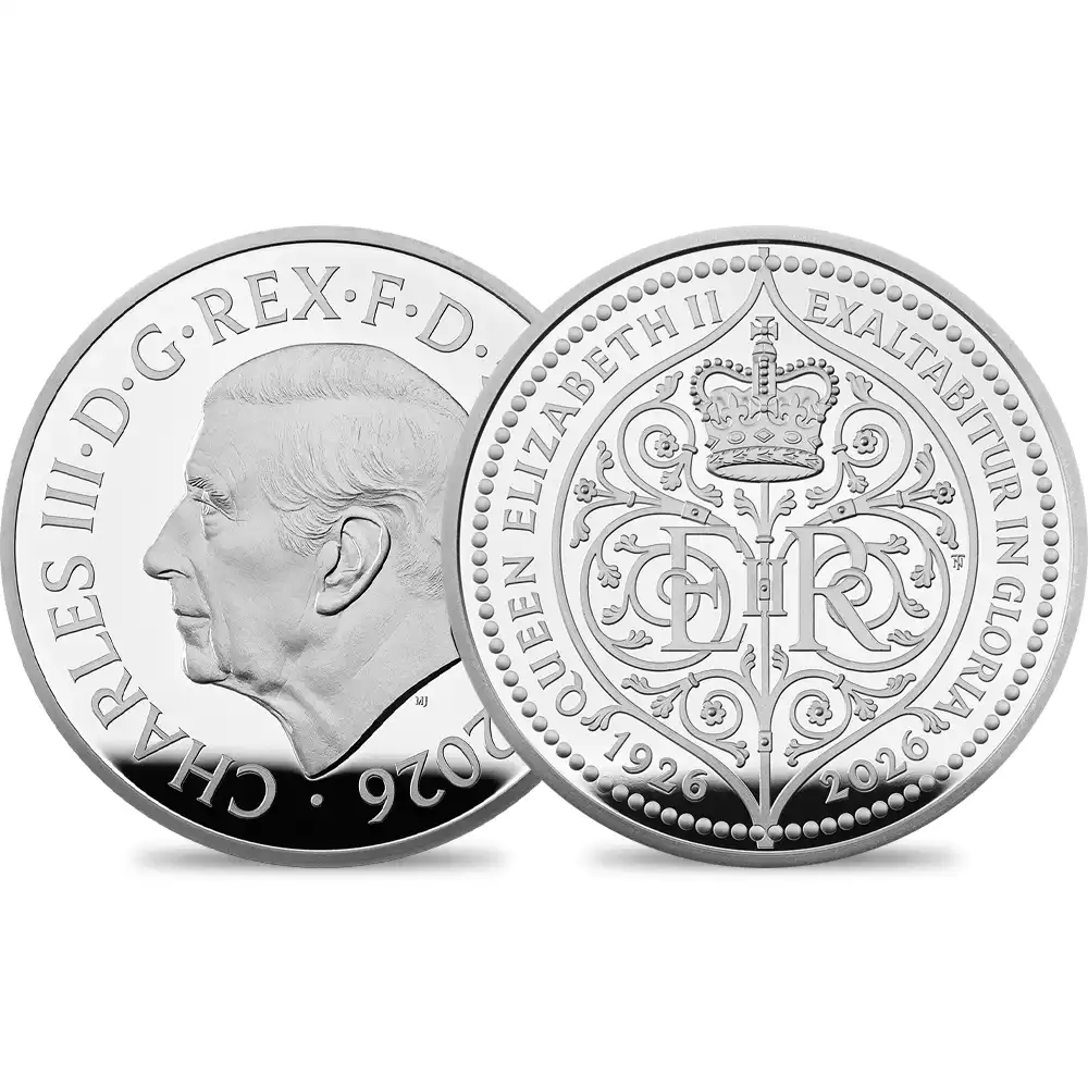 【鑑定オプション付き】イギリス 2026 チャールズ3世 エリザベス2世生誕100周年記念 5ポンド プルーフピエフォー銀貨 未鑑定 箱付き【ご予約承り品・納期約6か月】