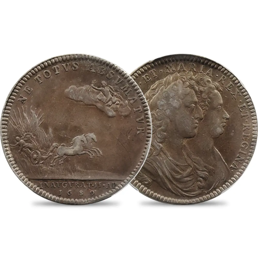 1689 ウィリアム＆メアリー 戴冠記念銀メダル PCGS AU50 Eimer-312a