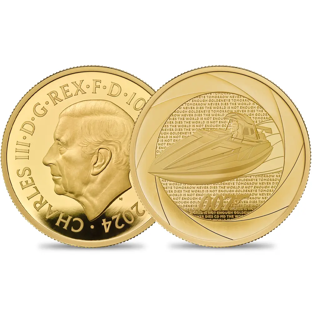 2024 チャールズ3世 「007の60年」ボンド映画記念シリーズ第4弾 「1990年代」 100ポンド 1オンスプルーフ金貨 未鑑定 箱付き【ご予約承り品】