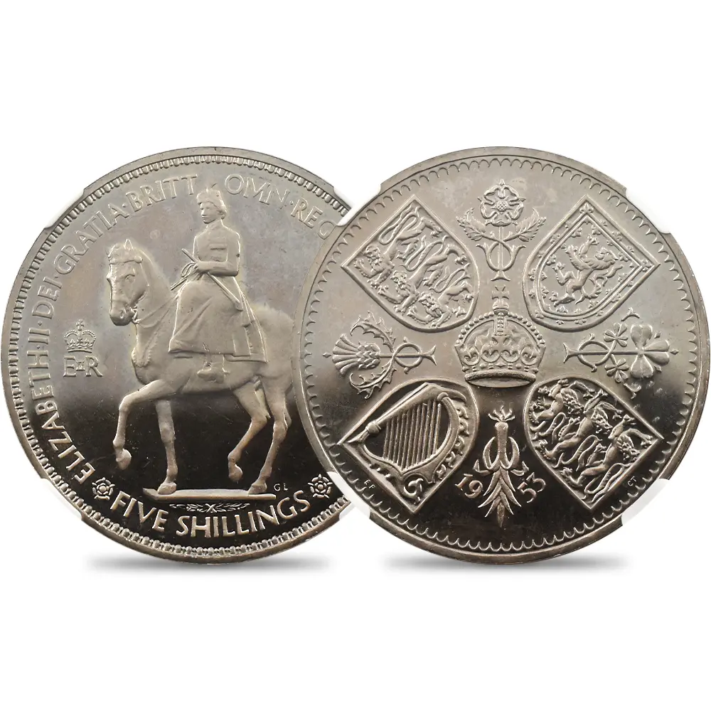 イギリス 1953 エリザベス2世 エリザベス2世戴冠記念 クラウン白銅貨 NGC PF65UC