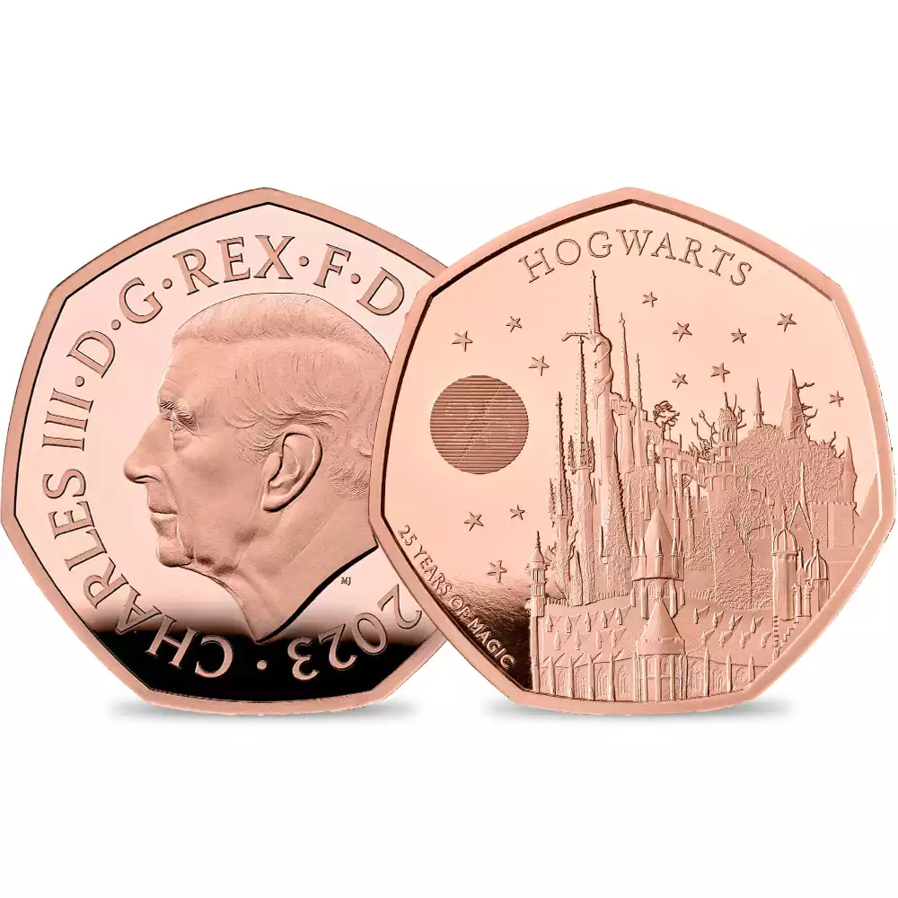 2023 チャールズ3世 ハリー・ポッターシリーズ 第4弾 ホグワーツ魔法魔術学校 出版25周年記念 50ペンスプルーフ金貨 未鑑定 箱付き【ご予約承り品】