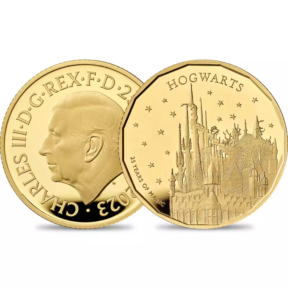 2023 チャールズ3世 ハリー・ポッターシリーズ 第4弾 ホグワーツ魔法魔術学校 出版25周年記念 25ポンド1/4オンスプルーフ金貨 未鑑定 箱付き【ご予約承り品】