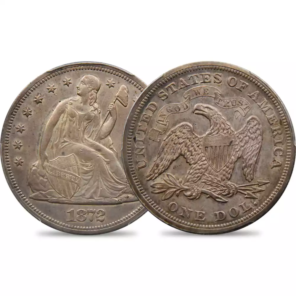 アメリカ 1872 リバティ 1ドル銀貨 PCGS AU50