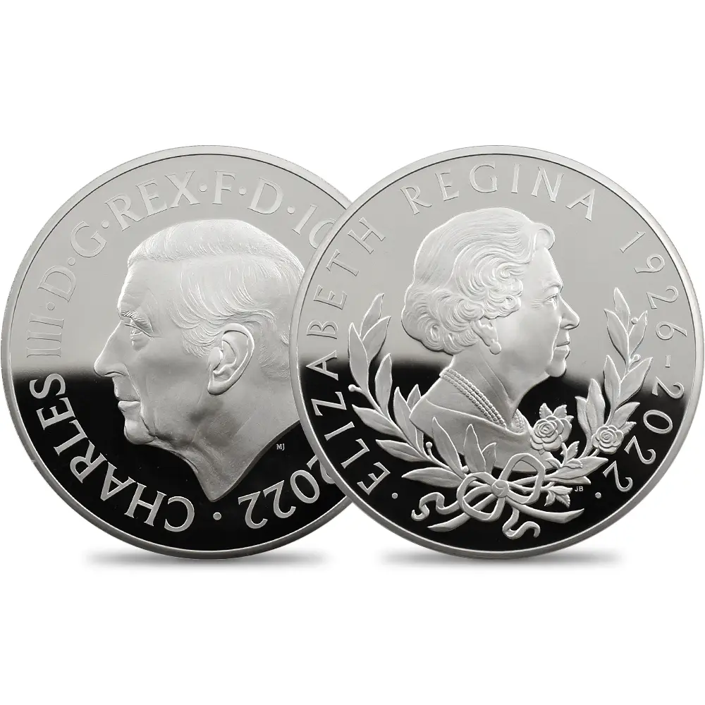 2022 チャールズ3世 エリザベス2世追悼記念 10ポンド5オンス銀貨 発行即日鑑定品 NGC PF70UC 箱付き