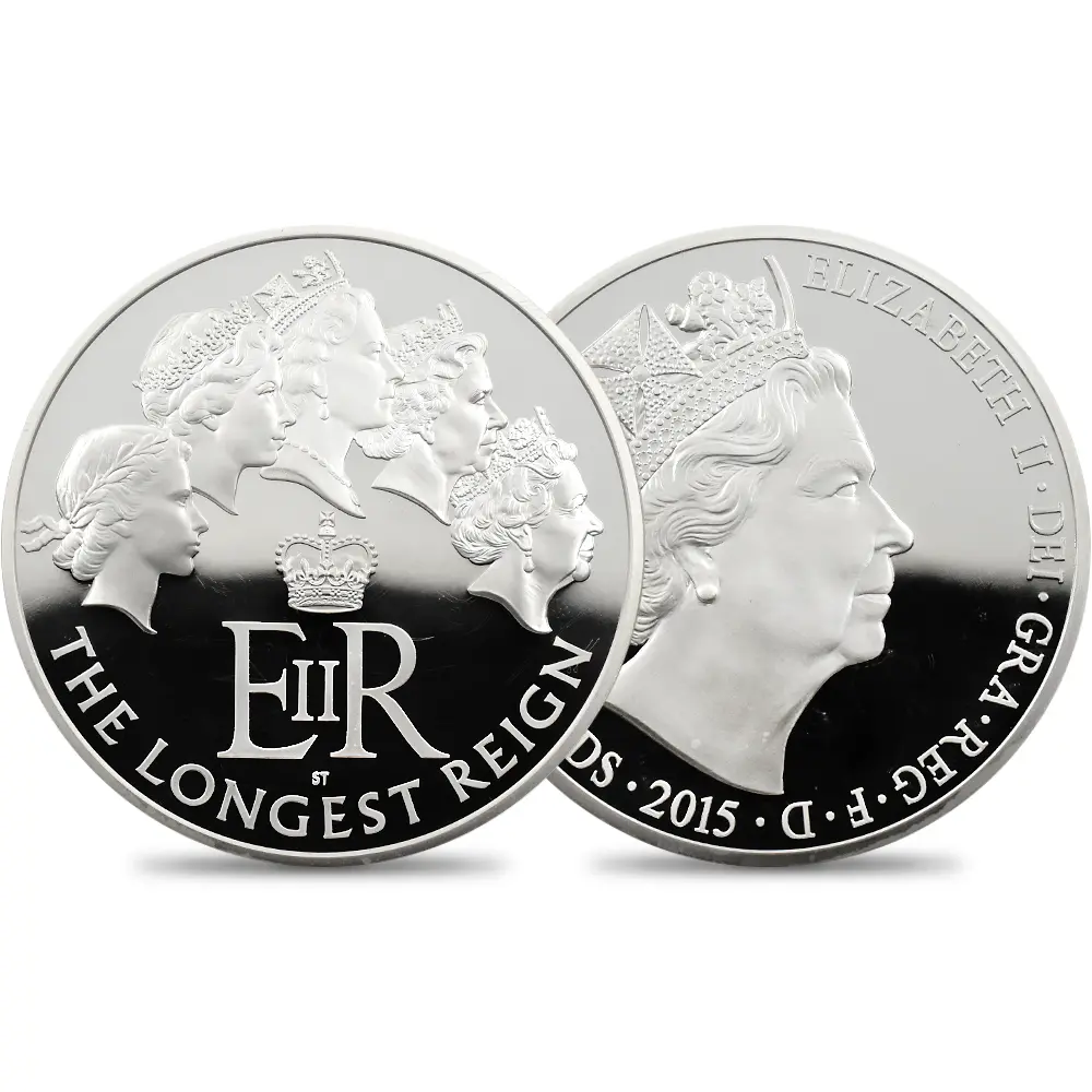 イギリス 2015 エリザベス2世 最長在位記念 10ポンド5オンス銀貨 ファースト500ストラック NGC PF69UC 付属品付き