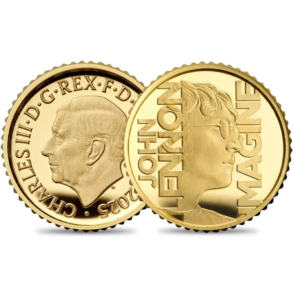 2025 チャールズ3世 ミュージックレジェンド第10弾 ジョン・レノン 50ペンス1/40オンスプルーフ金貨 未鑑定 ブリスターパック付き