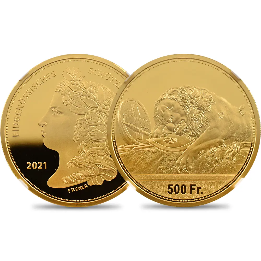 スイス 2021 連邦射撃祭 ルツェルン 500フラン金貨 NGC PF70UC Hab-113a
