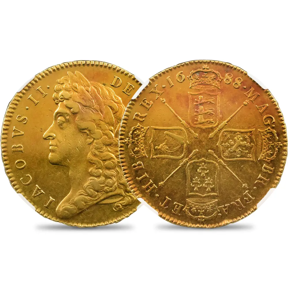 1688 ジェームズ2世 5ギニー金貨 NGC XF45 S-3397A