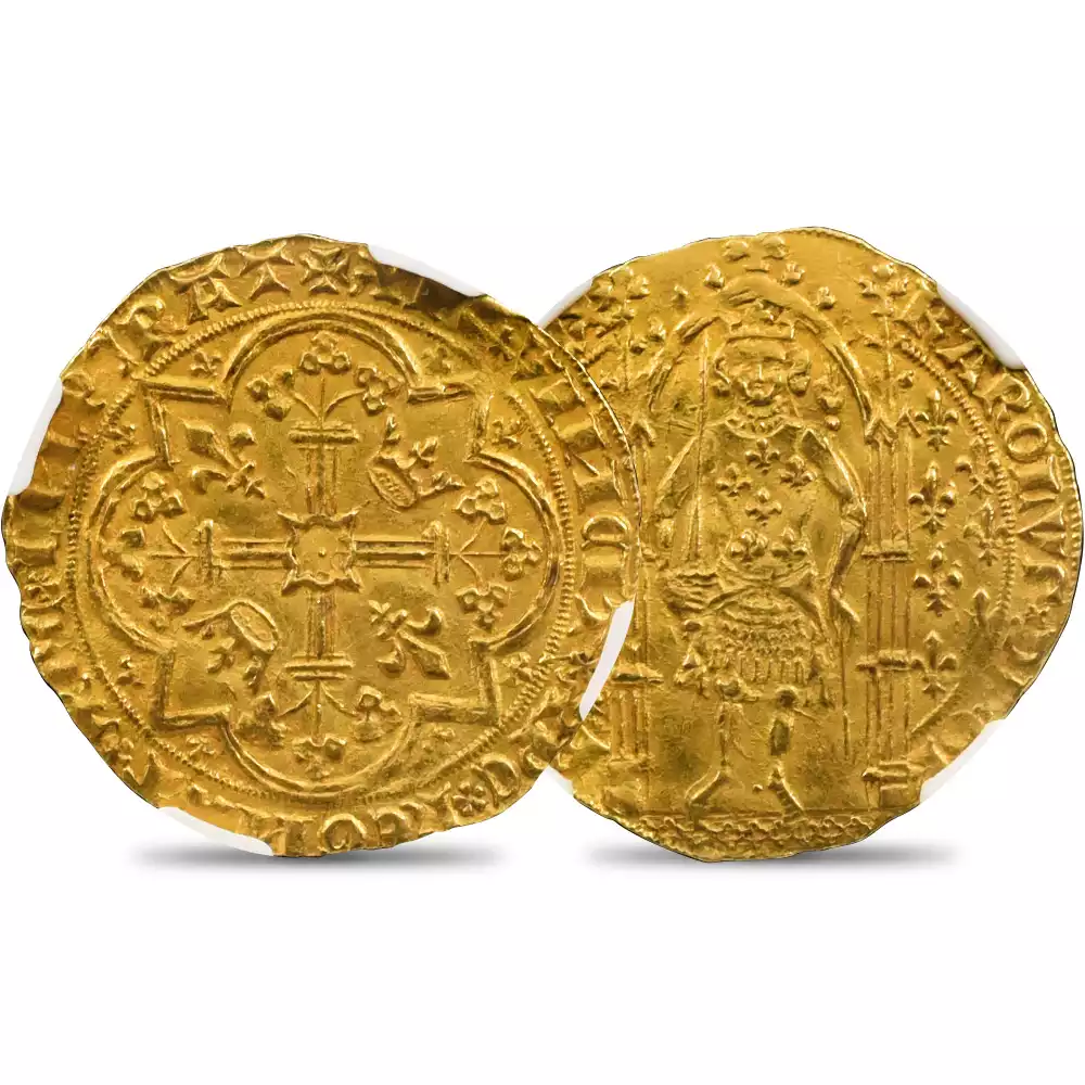 フランス 1364-1380 シャルル5世 フランカ・ピエ金貨 NGC MS62 FR-284