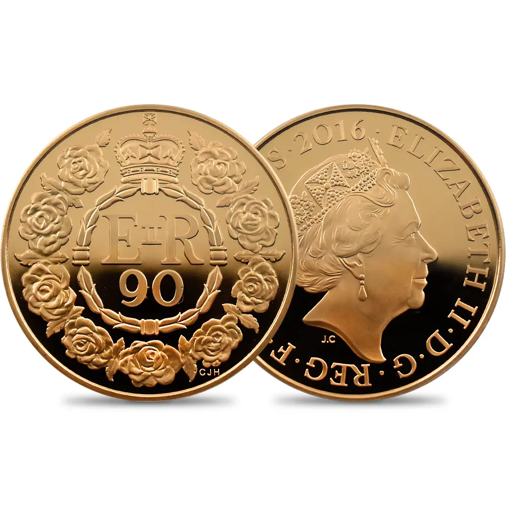 イギリス 2016 エリザベス2世 女王生誕90年記念 5ポンド金貨 PCGS PR69DC 箱付き