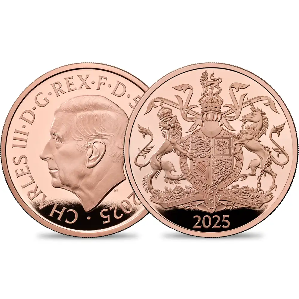 2025 チャールズ3世 ロイヤルアームズ 5ポンドプルーフ金貨 未鑑定 箱付き【ご予約承り品】