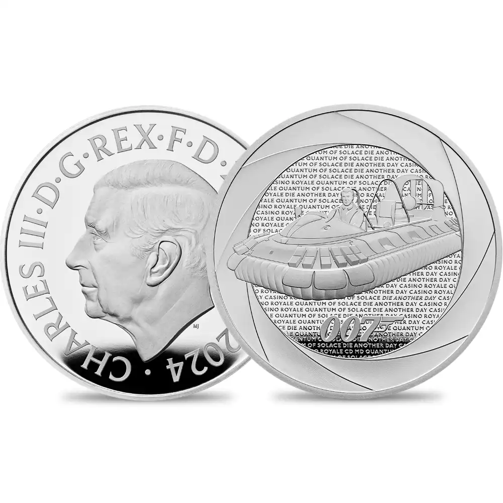 2024 チャールズ3世 「007の60年」ボンド映画記念シリーズ第5弾 「2000年代」 2ポンド 1オンスプルーフ銀貨 未鑑定 箱付き【ご予約承り品】