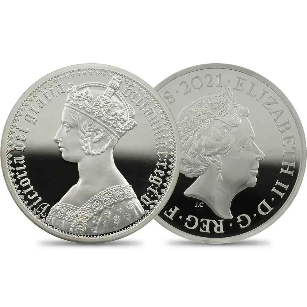 イギリス 2021 エリザベス2世 ゴチッククラウン・ポートレート 5ポンド2オンス銀貨 NGC PF69UC