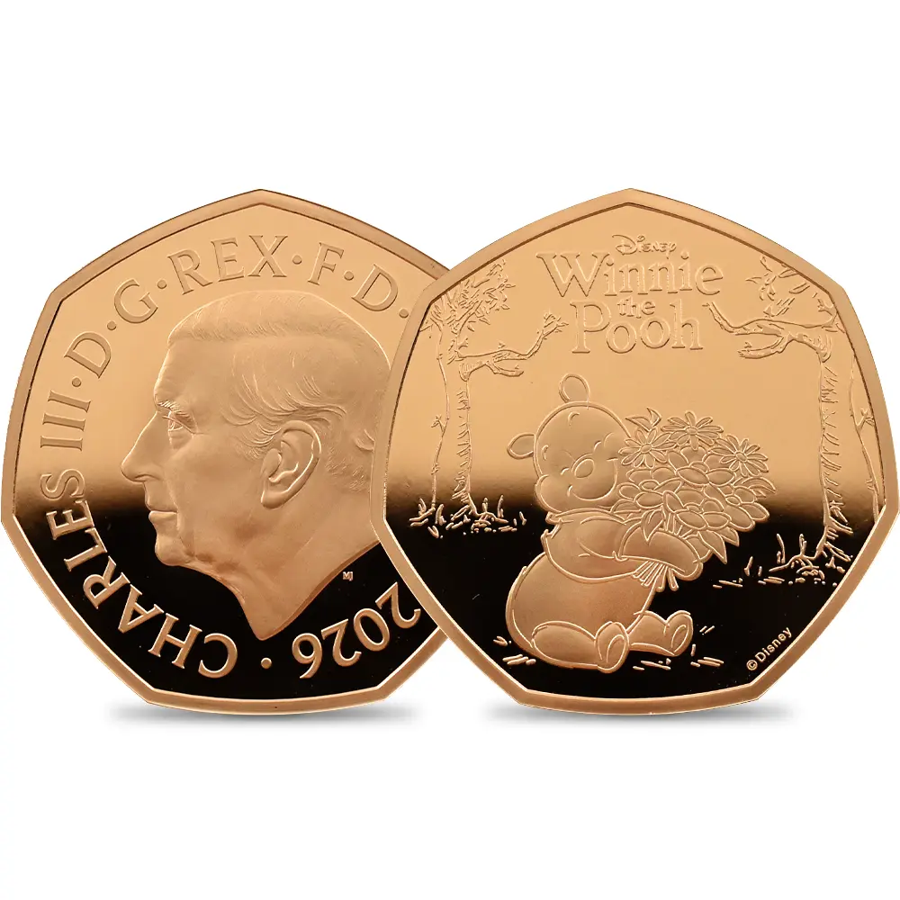 イギリス 2026 チャールズ3世 くまのプーさん100周年記念 第1弾 50ペンスプルーフ金貨 未鑑定 箱付き