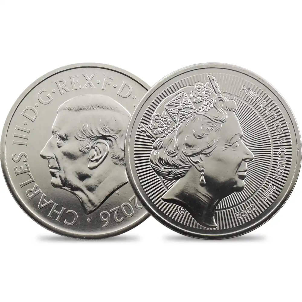 イギリス 2026 チャールズ3世 エリザベス2世のコイン肖像シリーズ 第五弾 5ポンドBU白銅貨 未鑑定 パッケージ付き